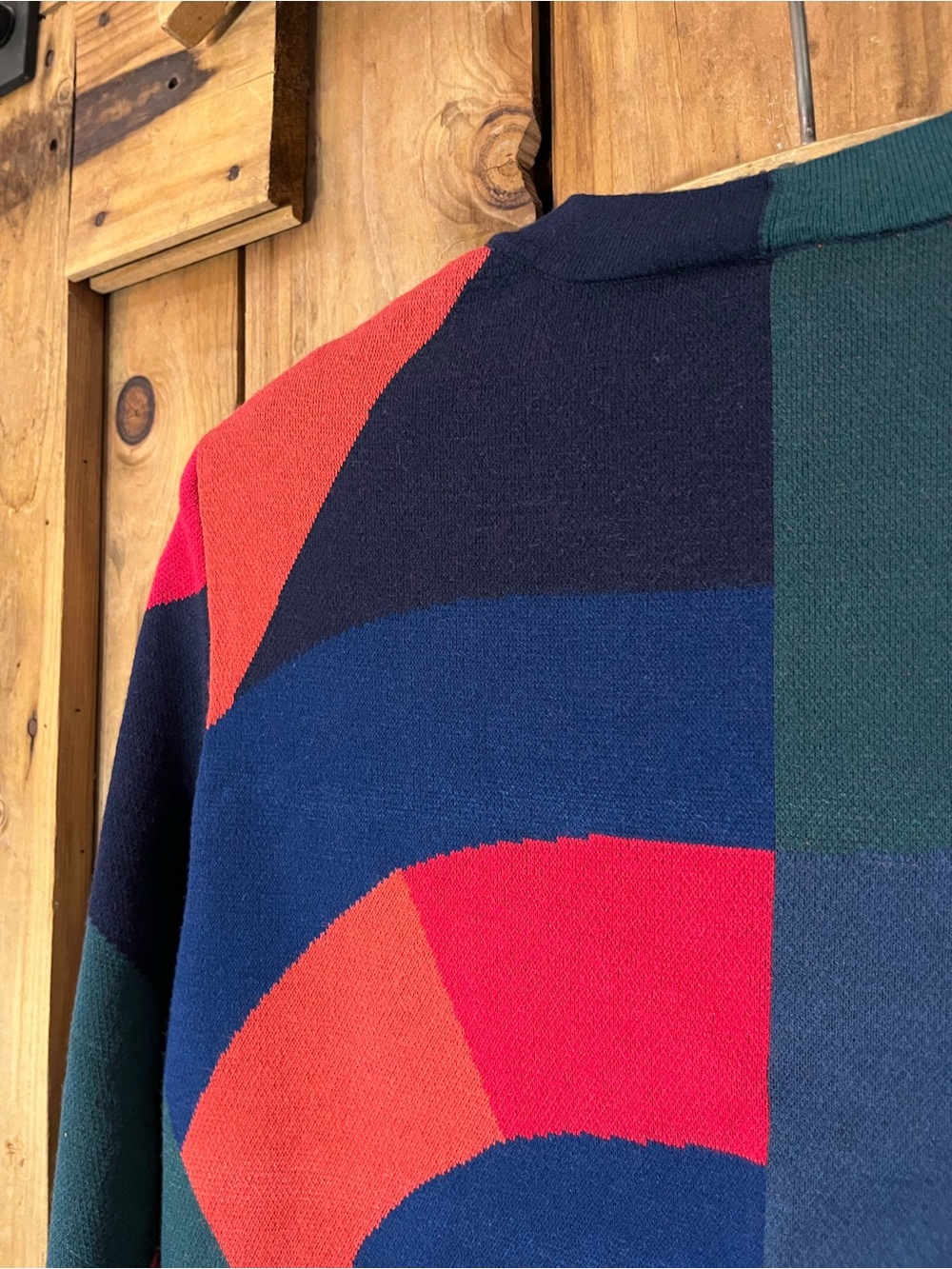 Lacoste Multicolor Geometric Colorblock Crewneck Sweater Size 38 - Picture 6 of 9